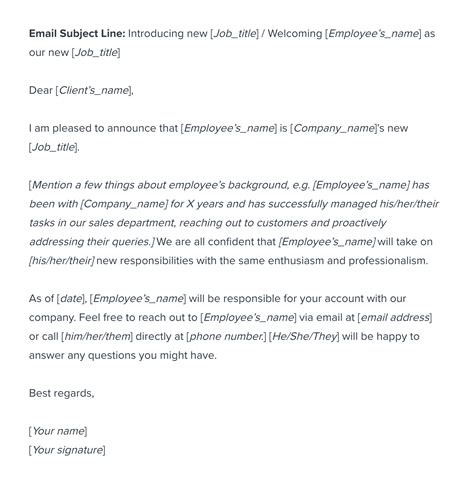 New Employee Introduction Email To Clients Template Workable