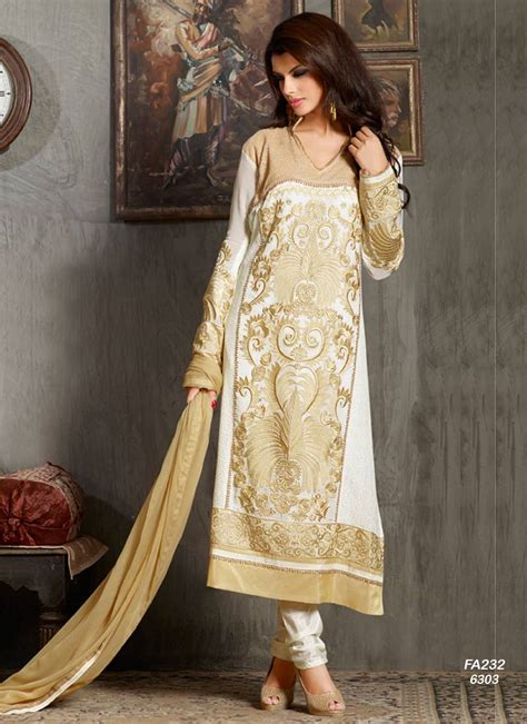 White Embroidered Georgette Semi Stitched Salwar With Dupatta Fabfirki Fashion Hub 408077