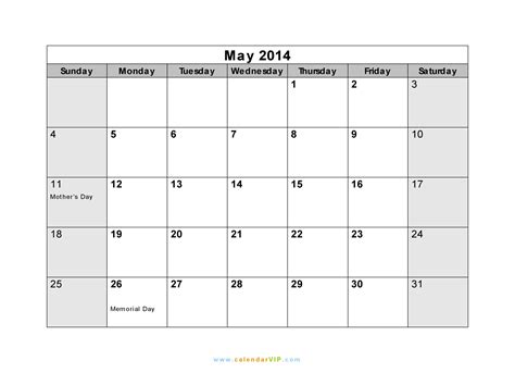May 2014 Printable Calendar Pdf Printable Word Searches