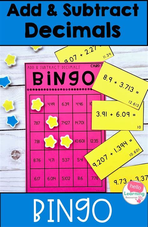 Adding And Subtracting Decimals Bingo Game Upper Elementary Math