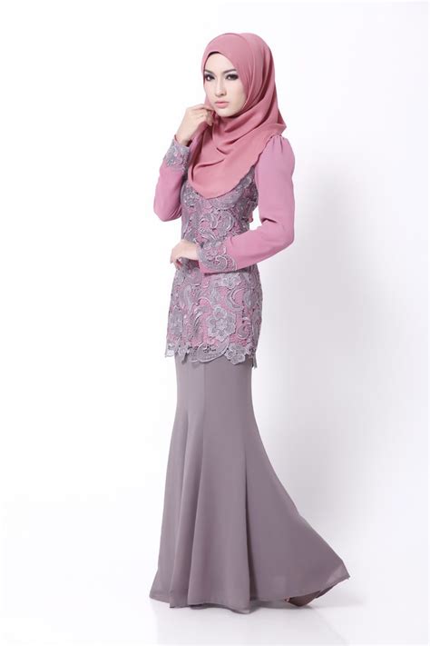 Cy 070 baju kurung muslimah skirt / pasang baju kurung budak perempuan. Prada Lace Pink Grey - Carya Zara | Model kebaya, Model ...
