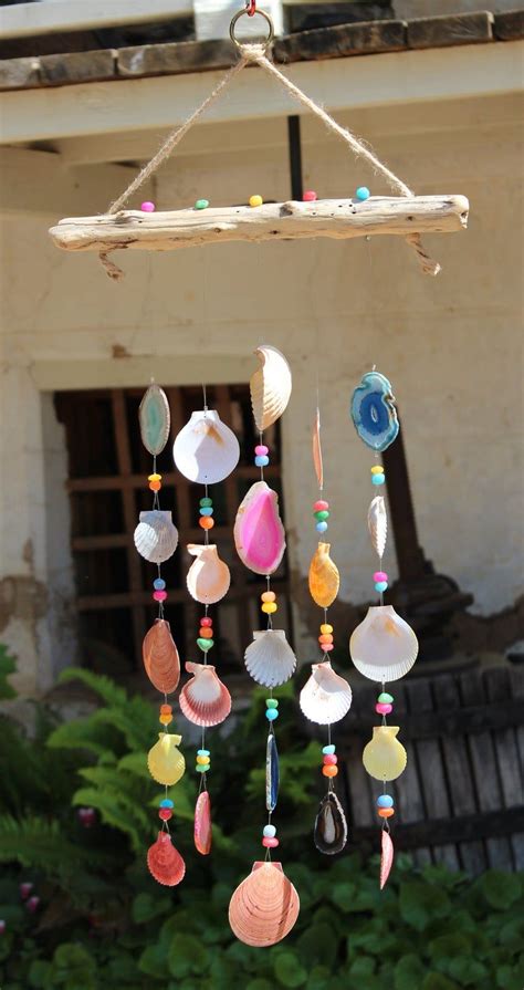 Sea Shell Wind Chimes Driftwood Wind Chimes One Of A Kind Etsy Shell