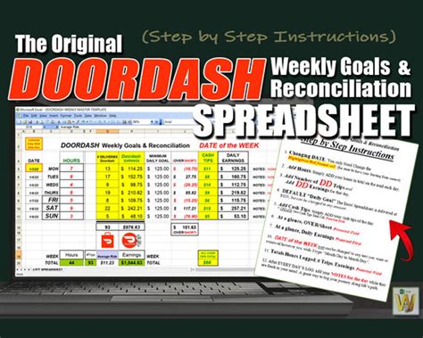 The Original Doordash Weekly Goals Reconciliation Spreadsheet