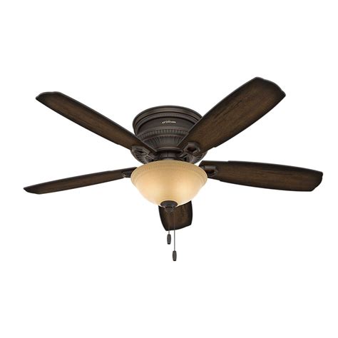 Hunter fan company 50282 hunter dempsey indoor low profile ceiling fan with led light and remote control, 44, brushed nickel. Hunter Ambrose 52 in. Indoor Onyx Bengal Bronze Low ...