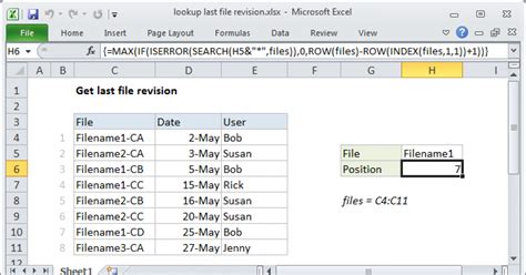Lookup Last File Revision Excel Formula Exceljet