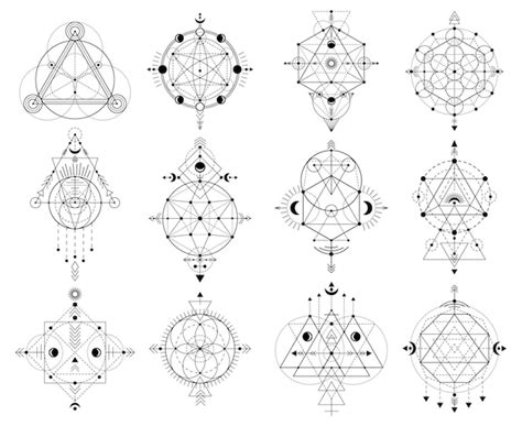 Premium Vector Sacred Geometry Figures Abstract Mystic Linear Shapes