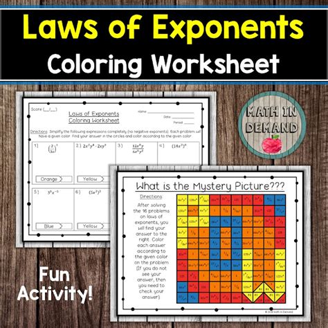 Math In Demand Laws Of Exponents Math Coloring Worksheet And Wheel Foldable Laws Of Exponents