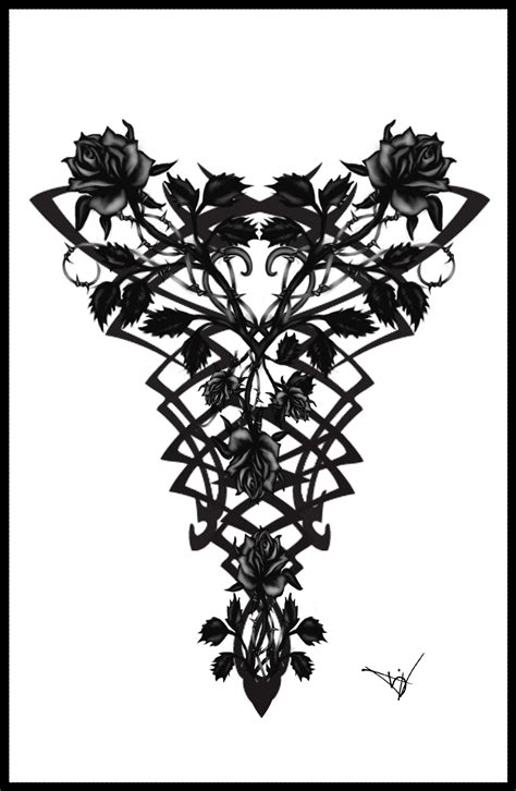 Awesome Black Ink Gothic Tattoo Design