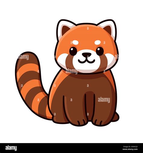 Cute Cartoon Red Panda Character Drawing Kawaii Vector Clip Art | The