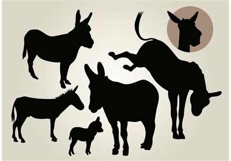 donkey vector silhouette set   vector art