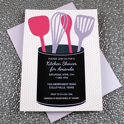 kitchen shower invitation template  utensils