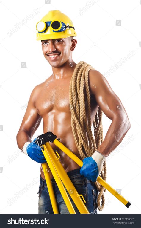 Naked Construction Worker On White Stock Photo 120134542 Shutterstock