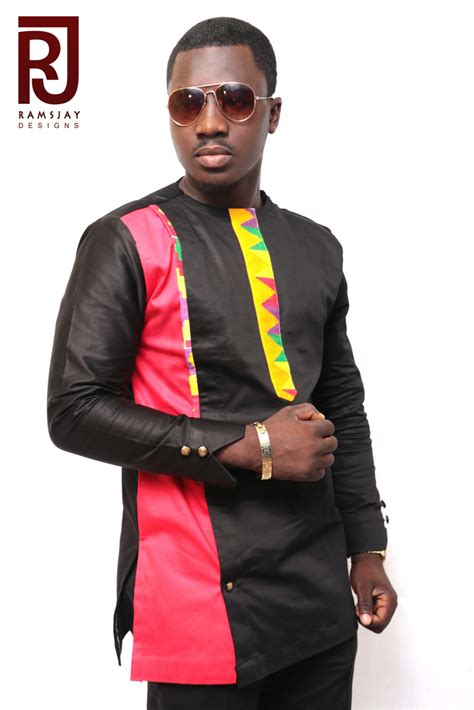 Mens African Fashion Wear Kente Multicoloured Long Sleeve