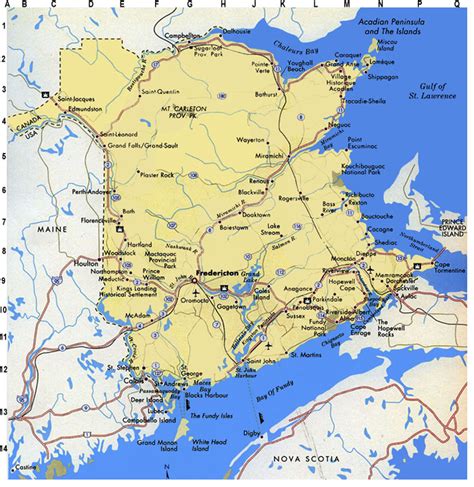 Physical Map Of New Brunswick Canada