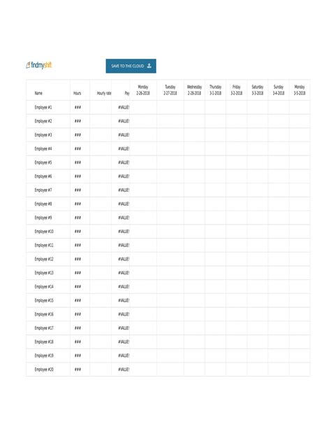 Excel Restaurant Schedule Template