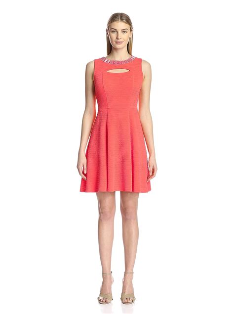 Buy Sandra Darren Women S Fit And Flare Dress Hot Coral 8 Us At