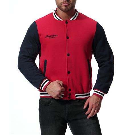 Fleece College Baseball Men Jackets Classic Red Varsity Jacket Men