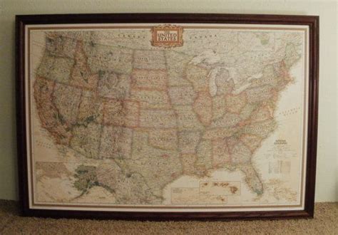 Framed United States Mapframed Usa Push Pin By Vintagemapworld Diy