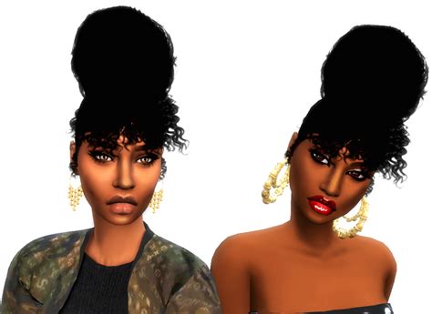 Xxblacksims Bun With Curly Bangs And Bun Without Curly Bangs