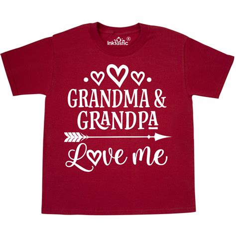 Grandma Grandpa Love Me Grandchild Youth T Shirt Red 1699