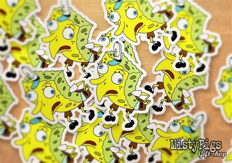 Vinyl Sticker Spongebob Distorted Meme Etsy