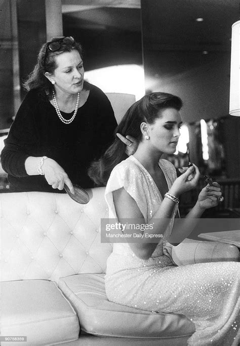 American Film Star Brooke Shields Putting On Makeup While Her Mother