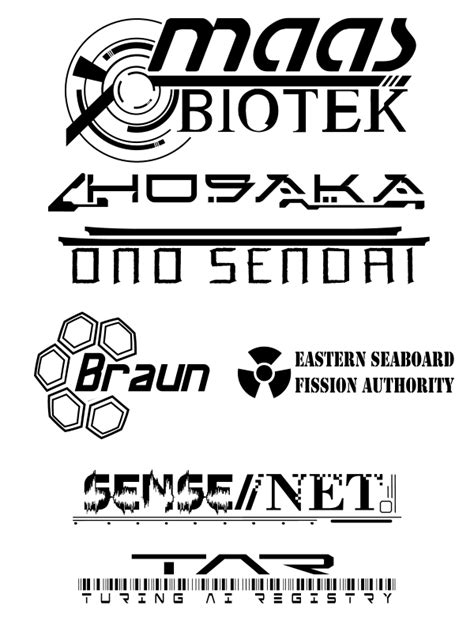 Sprawl Megacorp Logos By Cayth On Deviantart In 2021 Cyberpunk Design