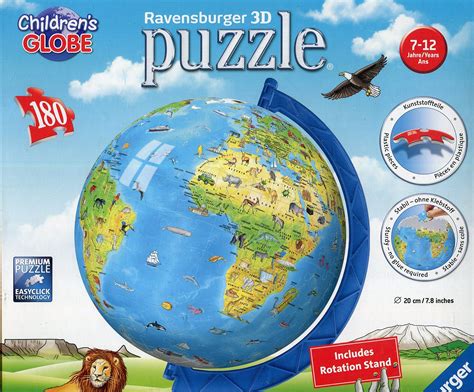 Ravensburger Childrens World Globe 3d Puzzle 180 Pc Ebay