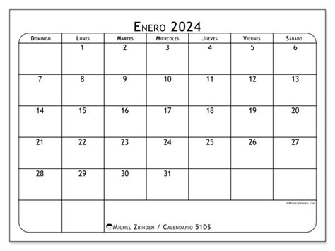 Calendario Enero 2024 Simplicidad Ds Michel Zbinden Us