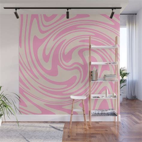 70s Retro Swirl Pink Color Abstract Wall Mural By Trajeado14 8 X 8