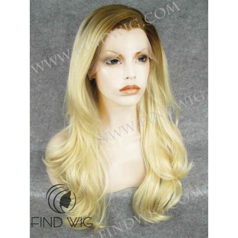 Wavy Blonde Long Wig With Dark Roots Highlighted Blonde Wig Wigs Online