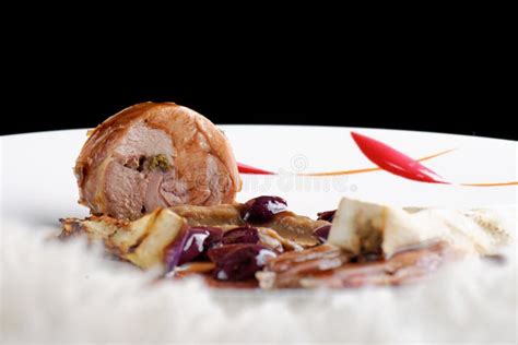 Lamb Entree Dinner With Wine In A Fine Dining Restaurant Stock Image