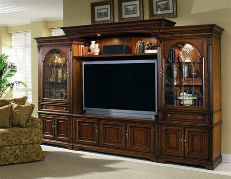 Brookhaven 65 Inch Tv Home Theater Wall Unit In Distressed Cherry