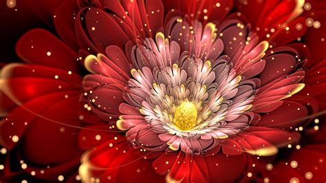 Wallpaper Fractal Flower Glitter Shape Hd Picture Image