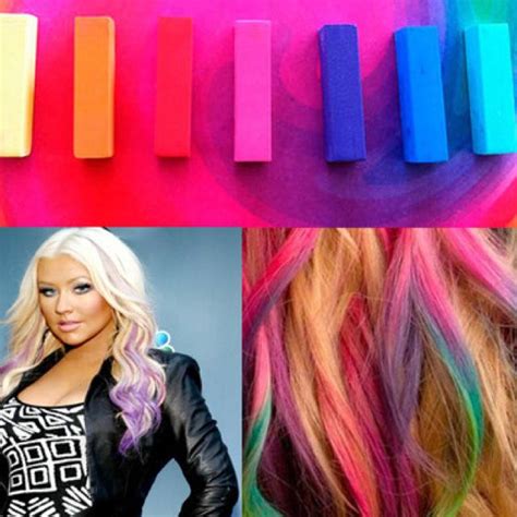 Hair Chalking Wet Hair Use Colored Pastel Chalk To Color Section Of