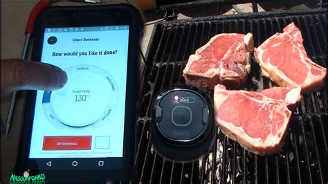 Weber Igrill Mini Bluetooth Thermometer Test With T Bone Steak And Pork