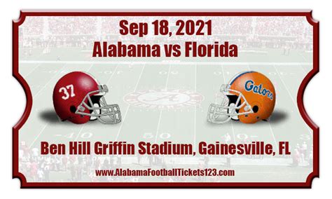 Alabama Crimson Tide Vs Florida Gators Football Tickets 091821