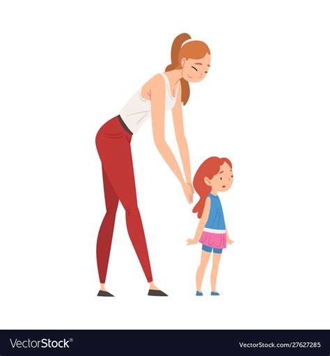 Loving Mom And Her Little Daughter Mother Caring Vector Image