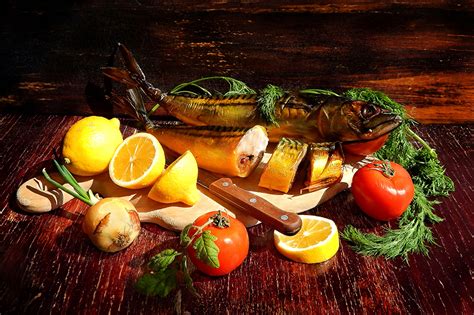 Image Tomatoes Dill Lemons Fish Food Food