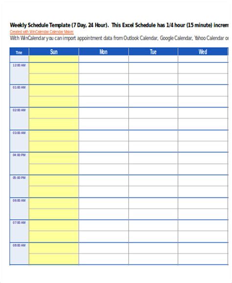 For microsoft word from version 2007 blank weekly calendar by the hour, covering 18 hours per day from 6 a.m. FREE 15+ Calendar Templates in Excel | PDF