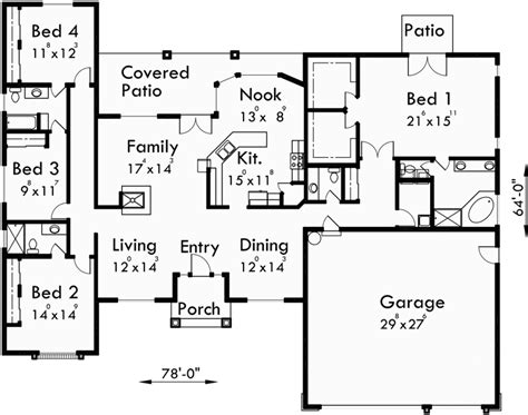4 Bedroom House Plans House Plans With Large Master Suite 3 Car