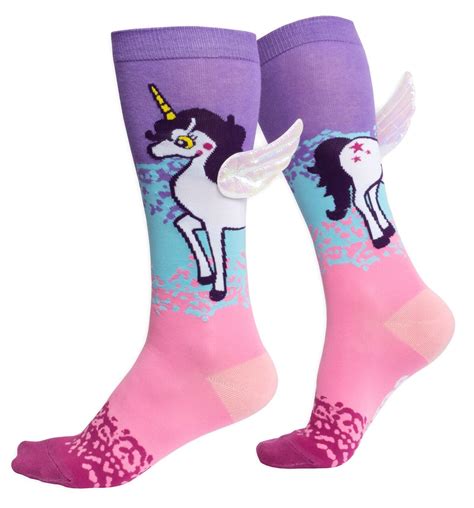 Girls Knee High Unicorn Socks With Wings UK EUR US Cotton Sock EBay