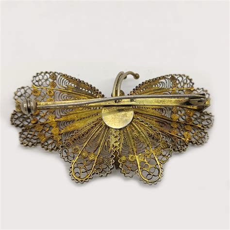 Proantic Vintage 800 Silver Lacy Filigree Butterfly Brooch Pin