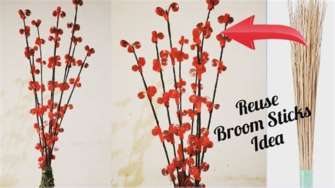 Diy Decorated Broom Sticks Reuse Broom Stick Idea Decorated Flower