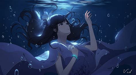 Anime Girl Falling In Water