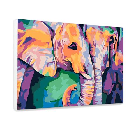 Elephants Diy Set Animal Painting By Numbers High Quality Etsy