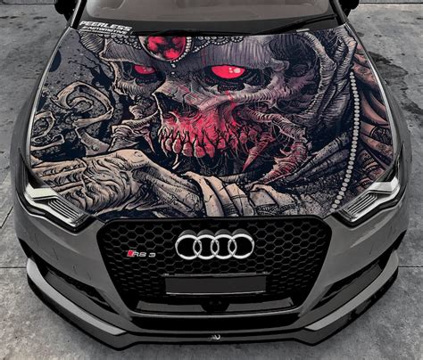 Skeleton Skull Car Hood Wrap Vinyl Decal Full Color Graphics Etsy