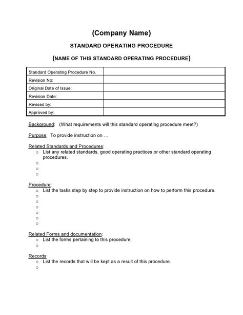 Free Standard Operating Procedure Document Template