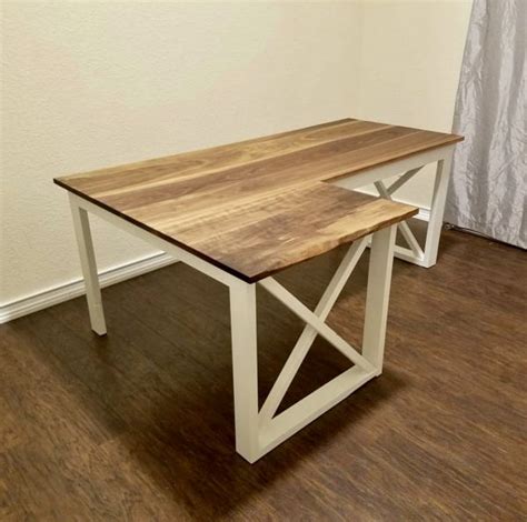 L Shaped Double X Desk Handmade Haven In 2021 Woodworking Projects
