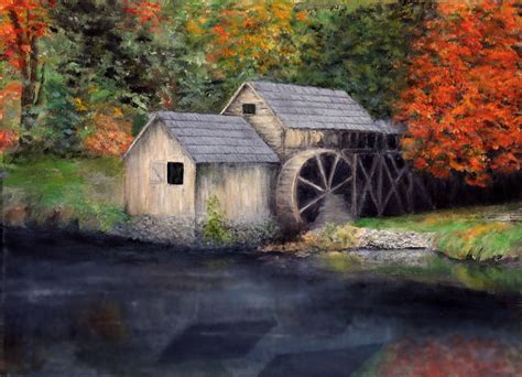 Water Mill Acrylic On Canvas 15 X 20 The Art Of Bill Rudd